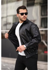 Resim Mero Life Streetwear Siyah Oversize Rahat Kesim Deri Ceket Siyah 