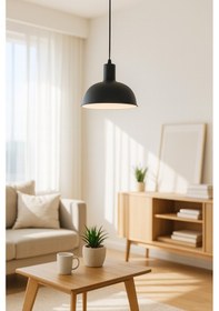 Resim Luna Siyah İçi Beyaz Renk Modern Tasarım Metal Cafe - Mutfak Tekli Avize Ampulsüz SİYAH İÇİ BEYAZ 