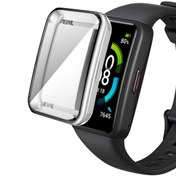 Resim Microsonic Huawei Band 6 Kılıf 360 Full Round Soft Silicone Gümüş 