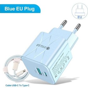Resim 25w Usb + Pd Şarj Cihazı Pd Hızlı Şarj Telefon Qc 3.0 Xiaomi Huawei Samsung Uyumlu Bk315 Eu Blue-c-c 1 Adet 