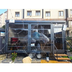 Resim 300 X 500 Teras Evim Tiny House Ahşap Desen Fugalı Betopan Kendinden Çatılı Tek Oda Giyotin Pencere 