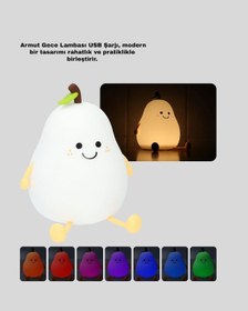 Resim Armut Gece Lambası Usb Şarjlı Ayarlanabilir Led Işık Renkli 