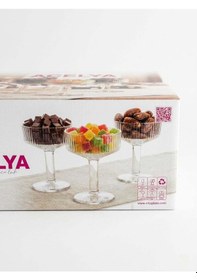 Resim Açelya Mini Ayaklı 12 Parça Cam Kase Seti - Kahve Yanı Lokumluk Ve Reçellik - 5.5 Cm Şeffaf 