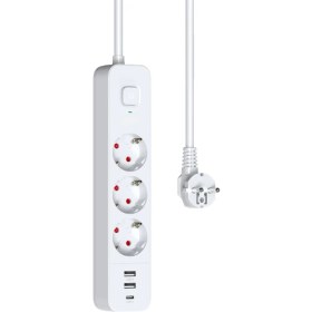 Resim Vetech 1.8mt Akım Korumalı Priz 3 Lü Grup Priz Çocuk Korumalı 2 USB +1 Type C Girişli 3lü Priz 