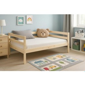 Resim Ahşap Sedir Kanepe 60x190 Cm İç Ölçü Mindersiz Doğal Natural Masif Ahşap Bej 