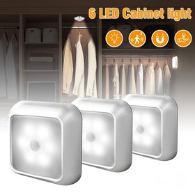 Resim Merdiven Yatak Odası Koridor Merdiven İç Mekan Dekorasyon Işığı için 3 adet 6 LED Hareket Sensörlü Gece Lambası, LED Duvar Lambası, Dolap Dolabı Merdiven Kablosuz 