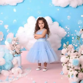 Resim Ahsenim Bebe Göğüs Fırfırlı Kız Çocuk Abiye Elbise 5-10 Yaş 