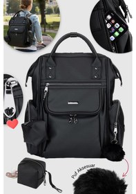 Resim Welgro Luxella Anne Bebek Bakım Çantası, Alt Açmalı, Emzik Çantalı, Siyah Siyah 