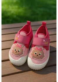 Resim Kedi Baskılı Kız Çocuk Panduf Pembe Pembe 