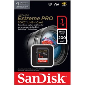 Resim Sandisk Extreme Pro SDSDXXD-1T00-GN4IN 1TB 200mb/s SDXC Hafıza Kartı 
