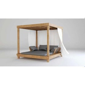 Resim BERZBUĞ ULTRA LÜKS Ahşap Bahçe Yatak 180wX200dX180h Şezlong 