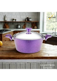 Resim 24 Cm Granit Derin Tencere Çelik Kapak - Violet Violet 