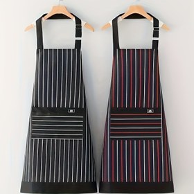 Resim Erkek ve Kadın Şık Çizgili Önlük - Yumuşak Polyester Karışımı, Nefes Alabilen, Mutfak, Kafe, Restoran veya Ofis Kullanımı İçin Mükemmel - Pişirme ve Çalışma İçin İdeal, Mutfak Önlüğü|Çizgili Önlük|Polyester Karışımı Önlük 