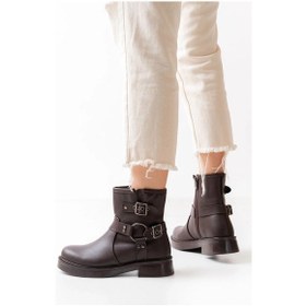 Resim 02-2013 Kahverengi Toka Aksesuarlı Fermuarlı Günlük Kadın Bot Çok Renkli 