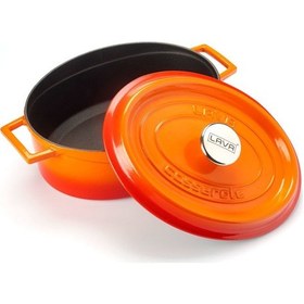 Resim Lava Döküm Oval Tencere 23x29cm. Trendy Serisi Ölçü - Turuncu Turuncu 