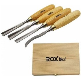 Resim Rox Wood Ahşap Oyma Iskarpela Seti 4 Parça Ahşap Kutulu 