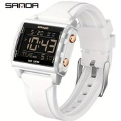 Resim Sunshine022 Sanda Erkek Spor Digital Led Işıklı Su Geçirmez Kronograf Plastik Kasa Beyaz Rose Gold Diğer 