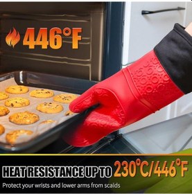 Resim 3b Trend Silikon Yanmaz Yapışmaz Yalıtımlı Mutfak Fırın Eldiveni Kırmızı 