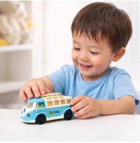 Resim Retro Surf Minibüs Oyuncak Araba 14 Cm Çek Bırak Klasik Bus Modeli Mavi Açık Mavi 