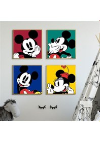 Resim Minnie Ve Mickey Mouse Çocuk Odası İçin 4 Lü Duvar Posteri 