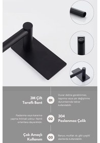 Resim Zift Unique Paslanmaz Çelik Mat Siyah Banyo Aksesuar Takım-havluluk-tuvalet Kağıdı Askısı-lif & Bornoz Set Diğer 