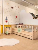 Resim Bir Başka Çocuk Çatısız Yavru Yataklı Ön Korkuluk Çıkartılabilen Montessori Yatak 