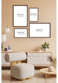 Resim 3 Parça Kahverengi Gerçek Ahşap Çerçeveli Tablo Seti - Model 15 - Ersy3khvcrv15 