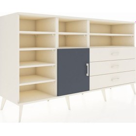 Resim Kronos Konsol 8 Raflı 3 Çekmeceli Tek Kapaklı 176x59x99 Aytaşı-a Aytaşı-antrasit/aytaşı 