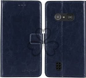 Resim TienJueShi Koyu mavi Cep telefonu kılıf PU Deri Kılıfları için Doro 5860 5862 2.4 inch Koruyucu Kapaklı Cep telefonu standı Kart Cepleri Cover 