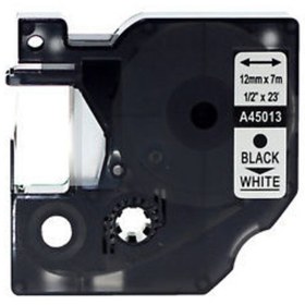 Resim Cestag D1 45013 Uyumlu Şerit Beyaz - Siyah 12 MM x 7 M 