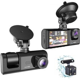 Resim Black Box 1080p Ön-arka 3 Kameralı 2.0 Hd Ekran Ve G Sensörlü Akıllı Araç Kamerası 