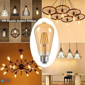 Resim Yeo Aydınlatma E27 Duy Dekoratif Rustik Ampul ST64 4W Amber 