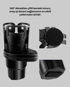 Resim Depomıx Araç İçi Düzen Ve Ambiyans Seti Çift Bardak Tutucu + Led Işık Büyük 