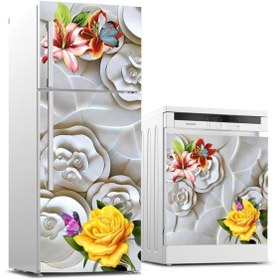 Resim Jasmin2020 Kabartma Desen Gül Buzdolabı Ve Bulaşık Makinası Sticker Kaplama Etiketi 