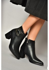 Resim Fox Shoes T820175309 Siyah Kalın Topuklu Kadın Bot Siyah-Suni Deri Siyah 