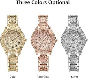 Resim XR72208 Lüks Bling Tam Kristal Dekore Kadın Kol Saati Retro Klasik Romen Rakamları ile İzle Analog Kuvars Bileklik Alaşım Kayış ile Şık Elbise İzle 