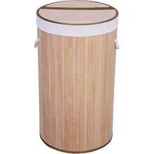 Resim El Yapımı Hasır Katlanır Çamaşır Sepeti Yuvarlak 60 Litre (35CM*35CM*61CM), Doğal Malzemeden Üretilmiş Çamaşırlık (Naturel) 