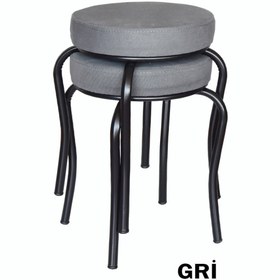Resim Ankhira Tabure (2 ADET) (MONTELİ GÖNDERİM) Siyah Ayaklı, Taytüyü Kumaş, Metal Ahtapot 