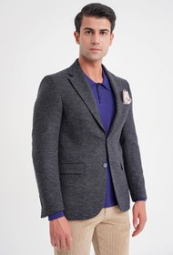 Resim Efor Slim Fit Mono Yaka Buklet Dokuma Pamuklu Lacivert Blazer Ceket C 718 