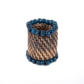 Resim Rattan Lacivert Boncuklu Peçete Halkası 4'Lü Set 