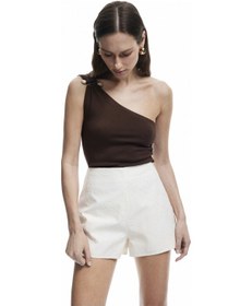 Resim Koton Koton X Melis Ağazat - Pamuklu Cep Detaylı Mini Şort Bej Desenli 5sak40343uw Ekru Desenli 