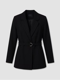 Resim LC Waikiki Ermus Global dan Siyah Beli Kemerli Kadın Blazer Ceket 