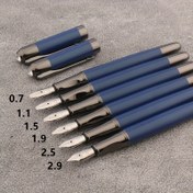 Resim 1 Adet Şık Mat Mavi Dolma Kalem Kaligrafi Pratiği İçin - Doldurulabilir, Metal Gövde ile Takılabilir Kapak, 5 Uç Boyutu (0.7mm'den 2.9mm'ye) İçerir, Kaligrafi Kalemi 