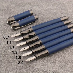 Resim 1 Adet Şık Mat Mavi Dolma Kalem Kaligrafi Pratiği İçin - Doldurulabilir, Metal Gövde ile Takılabilir Kapak, 5 Uç Boyutu (0.7mm'den 2.9mm'ye) İçerir, Kaligrafi Kalemi 