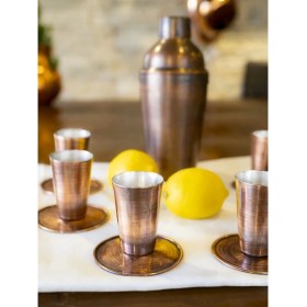 Resim Bakır Concept Bakır Shot Bardağı Meksika Model Oksit Renk 6'lı Set (12 Parça) 