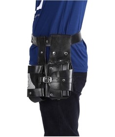 Resim Maiyame Berber Profesyonelleri İçin Deri Saç Tasarım Gereçleri Çantası - Ayarlanabilir Kemerli, Bölünebilir Bölmeli, Bel/vücut Çantası Siyah 