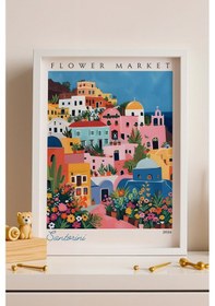 Resim Santorini Yunanistan Çerçeveli Tablo Seyahat Severlere Salon Ve Ofis İçin Estetik Duvar Dekoru Travel Flower Market 