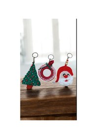 Resim 3'lü Sevimli Yılbaşı Temalı Amigurumi El Örgüsü Anahtarlık Ve Çanta Aksesuarı,yılb 