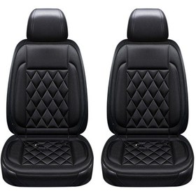 Resim Xindoker Siyah 12v Çift Koltuk Elektrikli Isıtıcı, Hızlı Isı, Sıcaklık Ayarlı, Araba/ev/ofis Uyumlu, Kaymazsız Kumaş Otomobil Koltuk Yastığı 