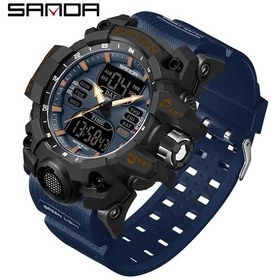 Resim Sanda Led Dijital Erkekler İzle G Tarzı Askeri Spor Elektronik Çift Ekran Black Blue Altın 